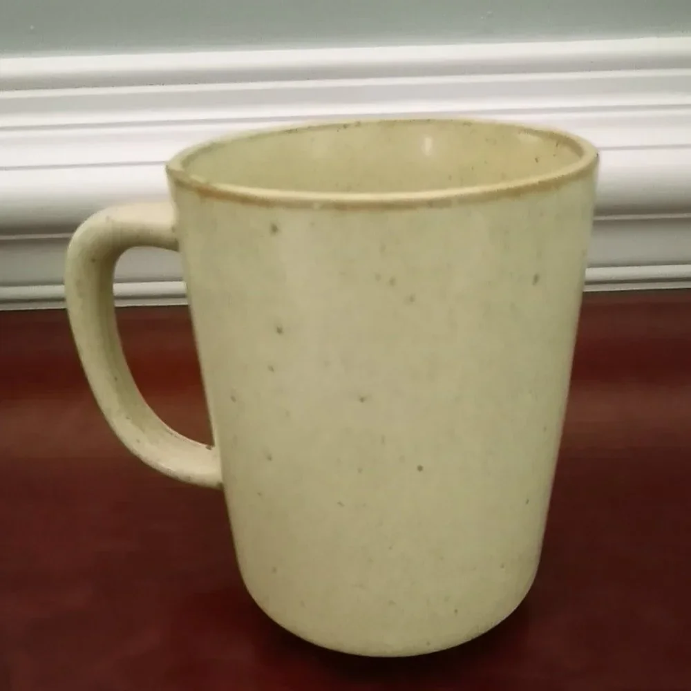 Pair of Artisan Mid Century Glazed Earthenware Coffee Mugs 12oz capacity_8